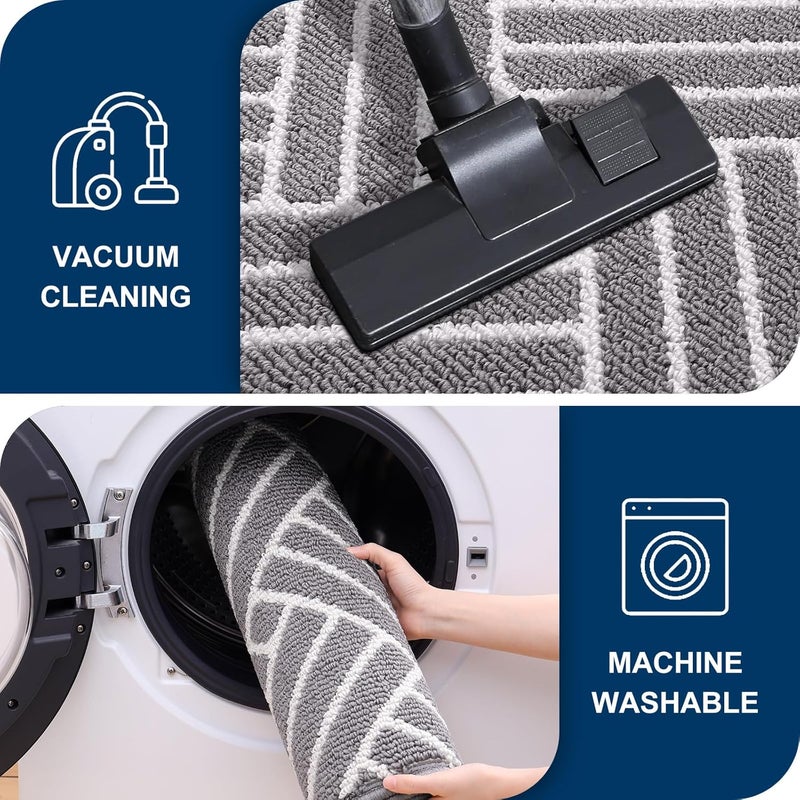 OLANLY Runner Indoor Door Mat, 47x20 Inch, Dirt Resistant and Absorbent, Non-Slip Rubber Backing Floor Mats, Easy Clean Low-Profile Doormat for Entryway, Front Door, and Inside Entrance, Grey - Image 5